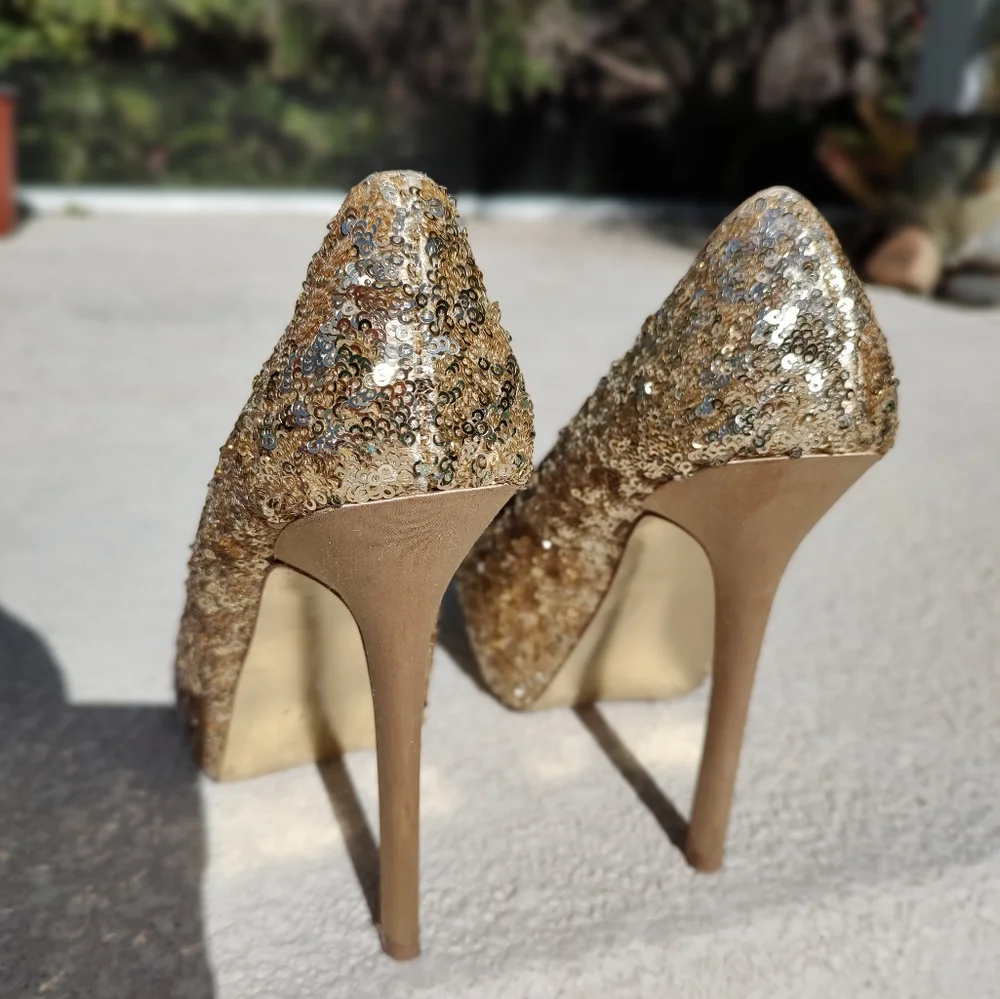 Steve Madden Gold Sequin platform heels - Picture 13 of 16